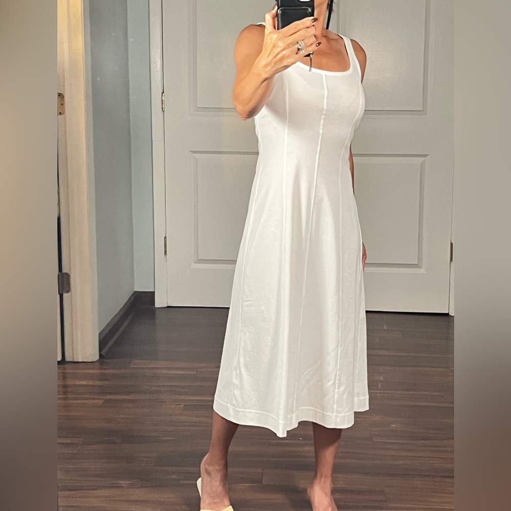 EVERLANE white Luxe Cotton Seamed
Tank Pullover Midi Dress size XXS NWT - Picture 3 of 11